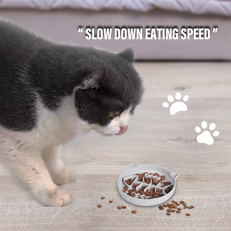 Silicone Cat Slow Feeder,Slow Feeder Cat Bowl Wet Food with Suction Cups，Puzzle Feeder Cat,Cat Interactive Toys,Effectively Reduce Overeating in Kitty (Gray, 1 Cup) Gray - PawsPlanet Australia