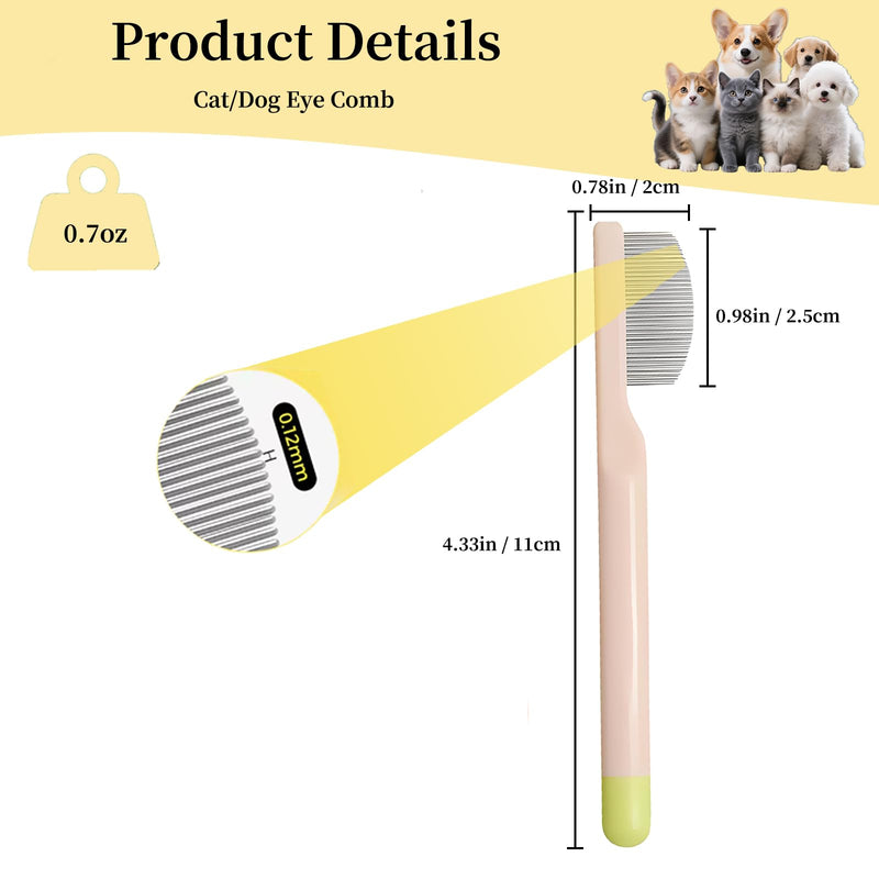 Stainless Steel Dog Eye Comb - Small Design for Pet Facial & Paw Grooming, Round-Tip Arc Teeth, ABS Handle, Puppy Flea Brush, Fit Yorkie, Shih Tzu, Maltese Maltipoo Pomeranian - PawsPlanet Australia