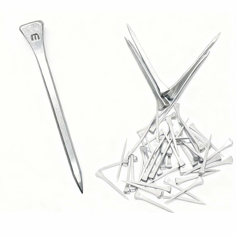 E6 Horseshoe Nails, 60 Pcs - 2.1 Inch Galvanized & Polished Steel Farrier Nails, Sharp Bevel Tip for Precision Driving, Resists Bending, Firm Hold, for Secure Shoeing