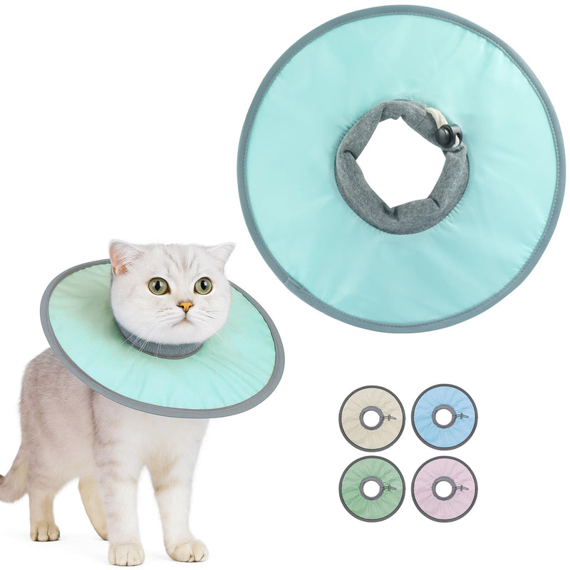 10.5 Inch Adjustable Elizabethan Collar for Cats - Soft & Comfortable Cat Cone Collar to Stop Licking & Scratching, Waterproof & Breathable Pet Cone (Fruit Green)