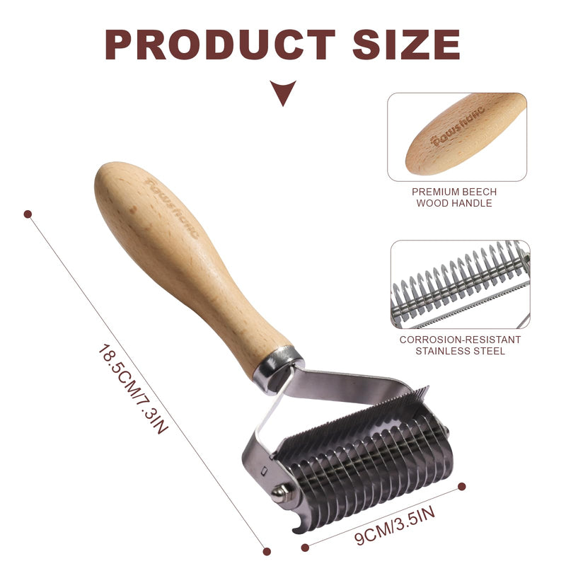 3-in-1 Professional Pet Shedding Dematting Comb - Deshedding Undercoat Rake for Dogs with Stainless Steel Blades Metal Pet Brush with Wood Handle Matted Hair Detangling Thinning and Shedding Upgraded 3-in-1 Comb - PawsPlanet Australia