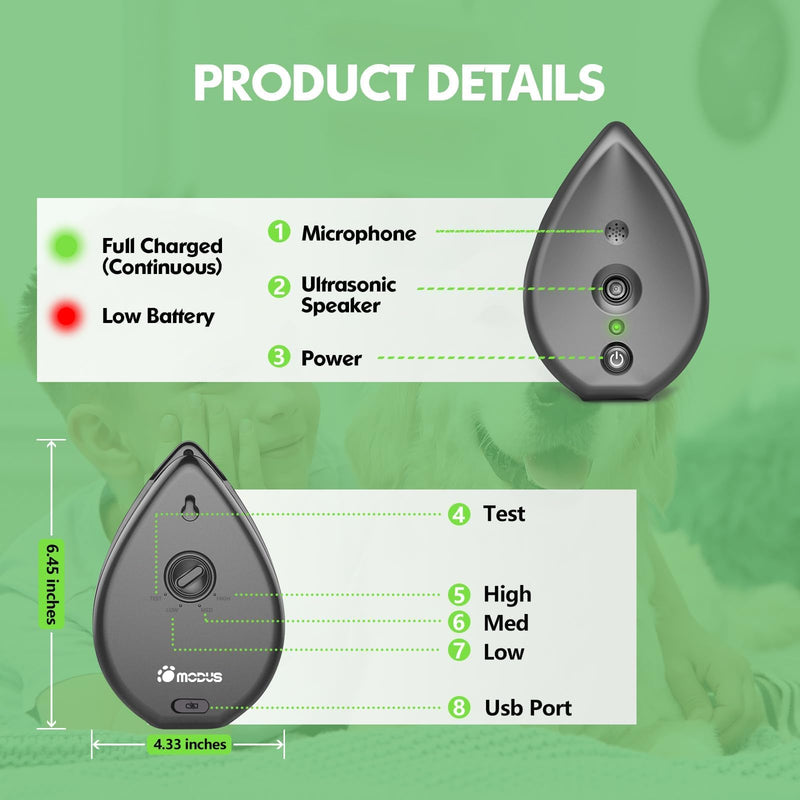 Anti Barking Device for Dogs, Rechargeable Bark Box Ultrasonic Barking Deterrent with 3 Modes/Irregular Ultrasound Frequency/Automatically Electronic Dog Whistle Stop Neighbors Dog from Barking(Grey) Grey Anti Barking Device - PawsPlanet Australia