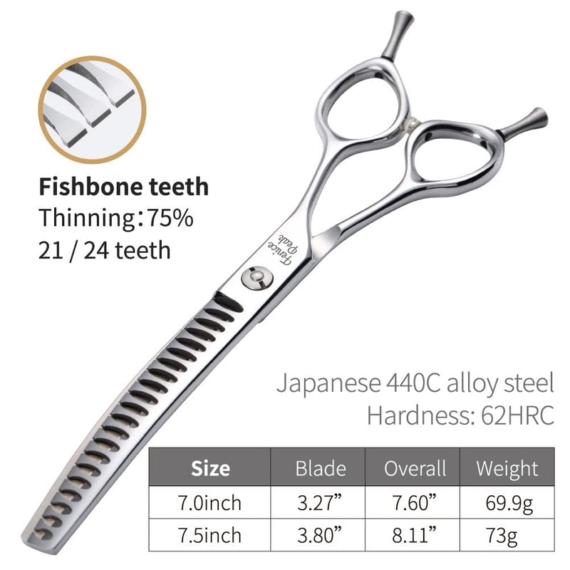 Fenice Peak Dog Grooming Shears Curved Chunker Scissors for Dogs and Cats Face Body Trimming Shears 440C 7.5'' fishbone teeth 7.5'' - PawsPlanet Australia