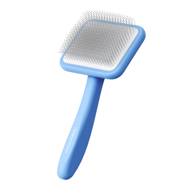 Dog Slicker Brushes for Poodles,Doodles,Goldendoodle,Bernedoodle.Slicker Brush for Thick Long Curly Fur Deshedding,Fluff,Grooming.Remove Loose Fur Quick Easy.Long Pin Slicker Brush.Wood body(Large) Blue