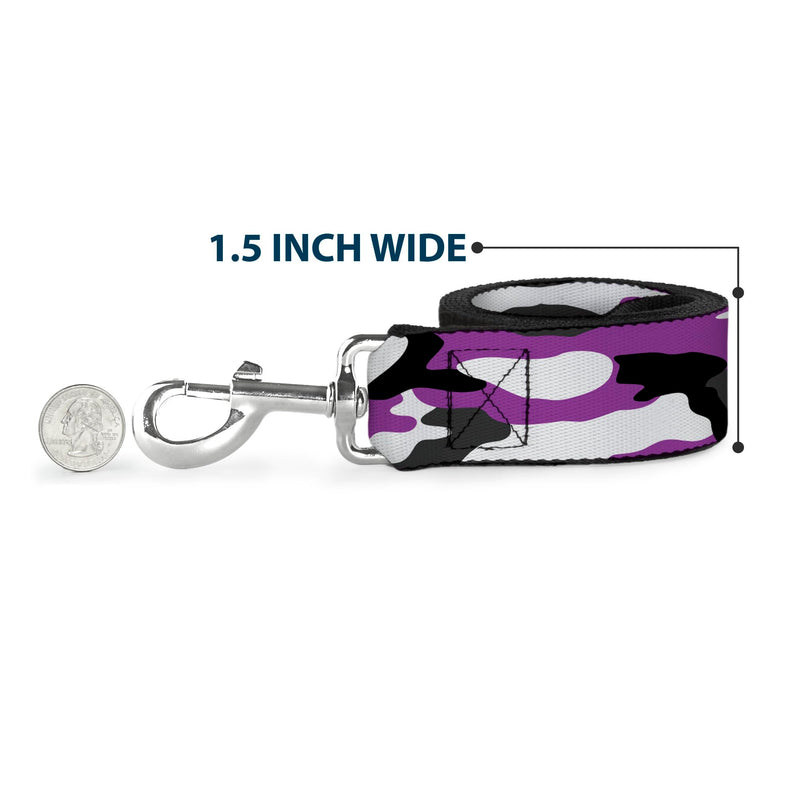 Buckle-Down Pet Leash, Dog Leash, Camo Purple Black Gray White, 6 Feet Long 1.5 Inch Wide 6 Feet Long - 1.5" Wide