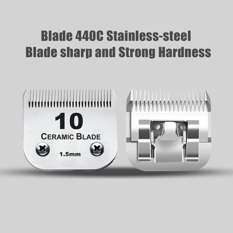 AIJALY 10 Blades Dog Grooming Blades Compatible with Andis/Wahl/Oster Pet Clippers AG AGC Ceramic Sharp Size-10, 1/16-Inch Cut Length (#10 Blade/2PC) #10 Blade/2pc - PawsPlanet Australia
