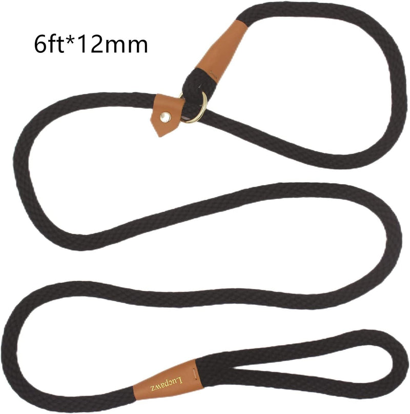 lynxking Dog Leash Slip Lead and Snap Hook Leash Braided Rope Durable Pet Strong Training Traffic Walking Lead Leash for Large Medium Dogs Small Puppy Black Slip Lead-Large 1/2in x 5ft - PawsPlanet Australia