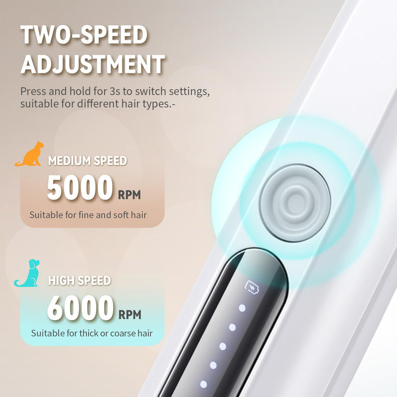 2025 New Pet Precision Trimmer, Dog Paw Trimmer with LED Light, Low Noise, IP68 Waterproof, Dual-Speed Motor, Suit for Trimming Paw, Ear, Face, Butt, Eyebrows, USB Rechageble White With Extra Blades - PawsPlanet Australia