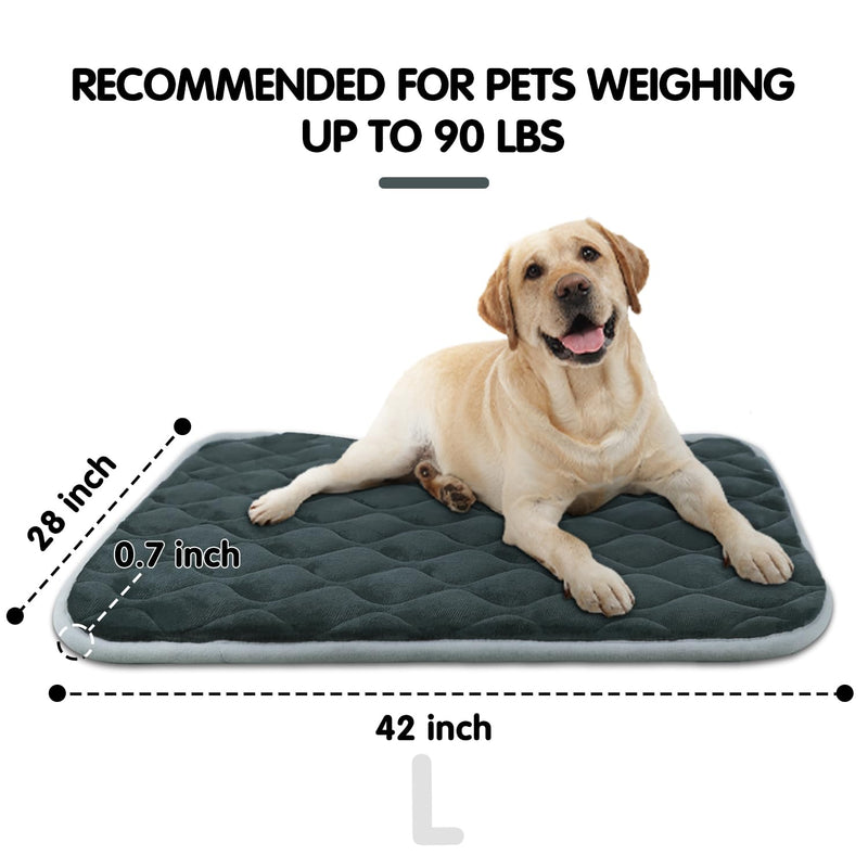 furrybaby Dog Bed Mat Flat Crate Mat with Anti-Slip Bottom Machine Washable Pet Kennel Pad for Dog Sleeping (L 42x28'', Grey Mat) 42.0"L x 28.0"W x 0.7"Th - PawsPlanet Australia