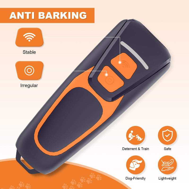 Arien Dog Bark Deterrent Devices, Rechargeable Ultrasonic Anti Barking Device for Dogs, Dog Bark Control Devices 50FT Range Safe for Dogs & Human Portable Indoor Outdoor, Dog Training & Behavior Aids Orange - PawsPlanet Australia