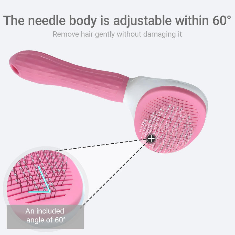 Treasurecove Self Cleaning Slicker Brush, Cat & Dog Brush for Grooming, Easy Hair Removal, Massaging Bristles, Comfortable Handle, Pink, All Hair Types, Cats & Dogs - PawsPlanet Australia