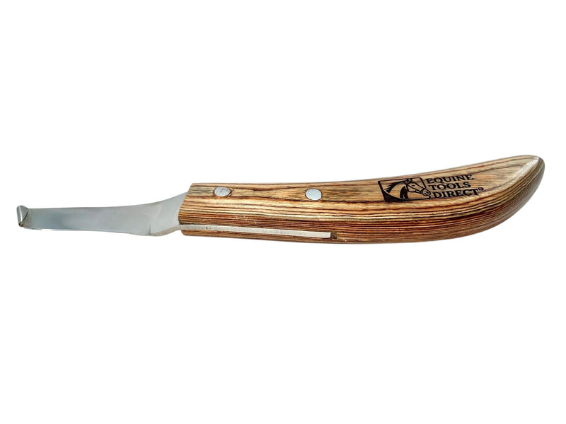 Curved Blade Hoof Knife, J2 420 Magnetic Stainless Steel, Right-Hand, Ergonomic Wooden Handle, Professional Farrier Trimming Tool