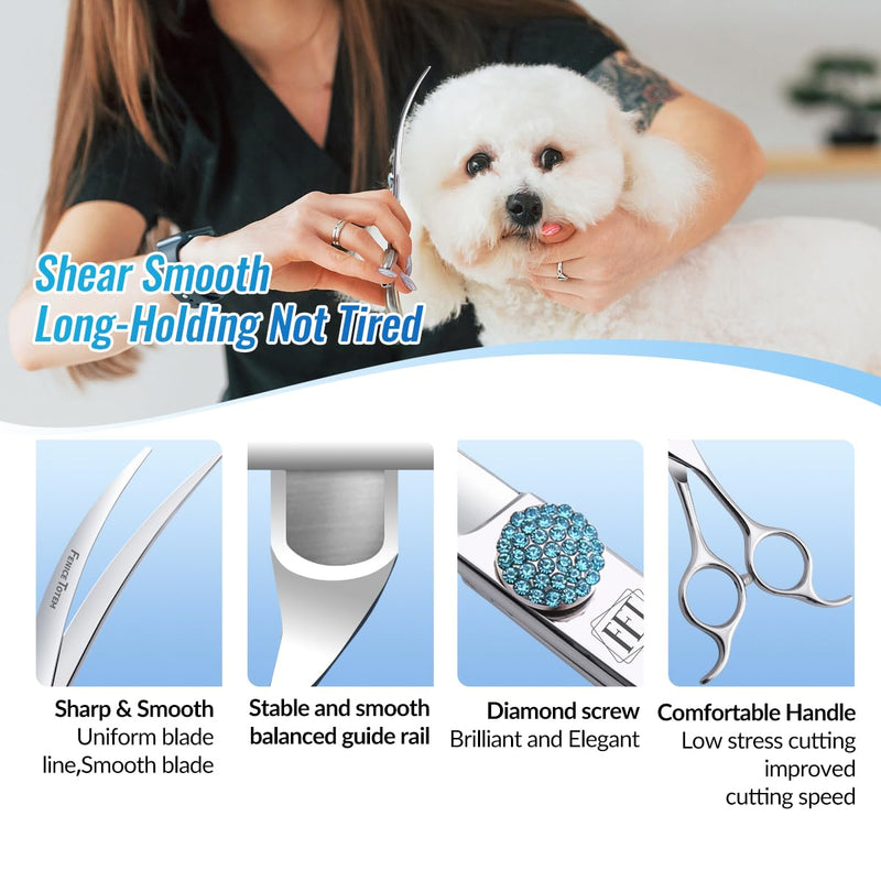 Fenice Professional Grooming Curved Shear: 45 Degree Super Curves Scissors for Dogs 6.5" Big Arc Curved Shears Made Of Japanese 440C Stainless Steel 6.5" - PawsPlanet Australia