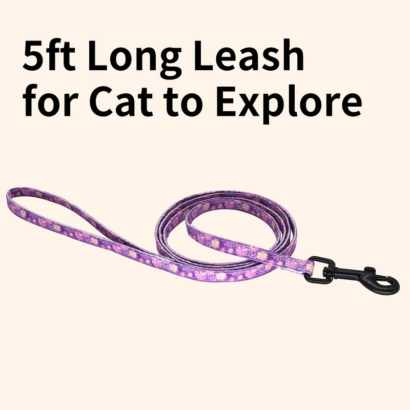 Cotton Cat Harness and Leash Set, Escape-Proof Adjustable Soft Harness for Kitten, Small & Large Cats, Ideal for Travel & Outdoor Walking (Flower) Flower - PawsPlanet Australia