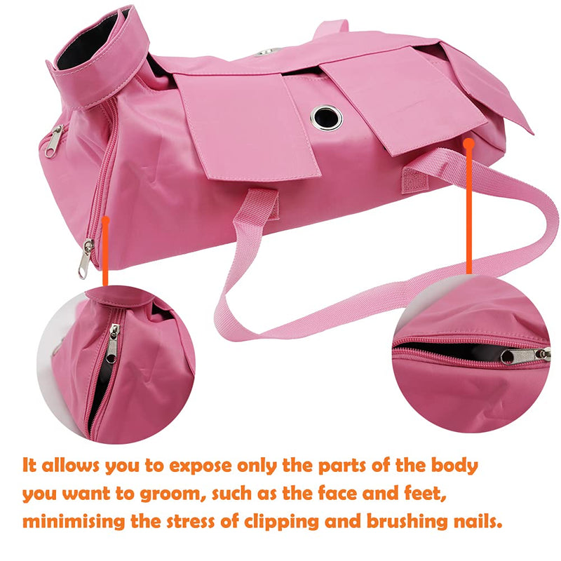 Kukaster Pet Cat’s Restraint Bag for Claw Care Nail Trimming Anti-Scratching Grooming Bag for Cats Medical Examination(Pink-l) L pink - PawsPlanet Australia