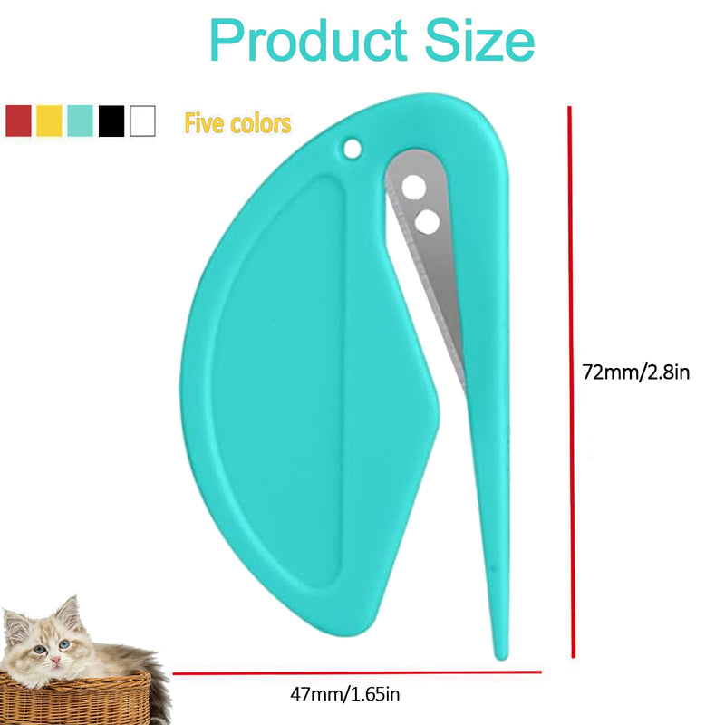 5pcs Pet Hair Knot Remover with Steel Blade, Cat/Dog Dematting Comb Grooming Tool, Safe Letter Opener & Wrapping Paper Cutter for Long/Short Hair, Portable Detangling Kit
