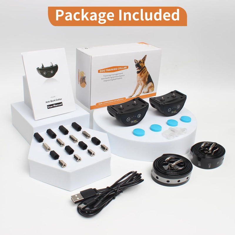 PetJoy Bark Collar for Dogs, Anti Barking Shock Collar, No Bark Collars for Small Medium Large Dogs, with Beep & Shock (from 3rd to 7th Activation) - 2 Pack - PawsPlanet Australia