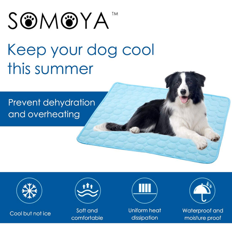 SOMOYA Dog Self Cooling Mat Pet Washable Cooling Pads Blanket Sleeping Kennel Mat,Ice Silk Sleep Mat Pad Non-Toxic Breathable Sleep Bed Beach for Large Dogs Cats (Blue, 39.4x59 in) Blue - PawsPlanet Australia