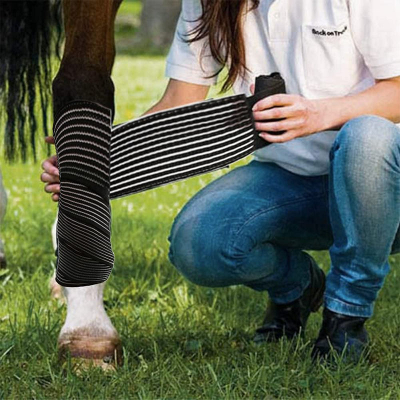 Elastic Polo Leg Wrap Compression Bandage for Horses, Dogs, Cats, Sheep, Cow, Dog Wound Care, Vet Wrap Black