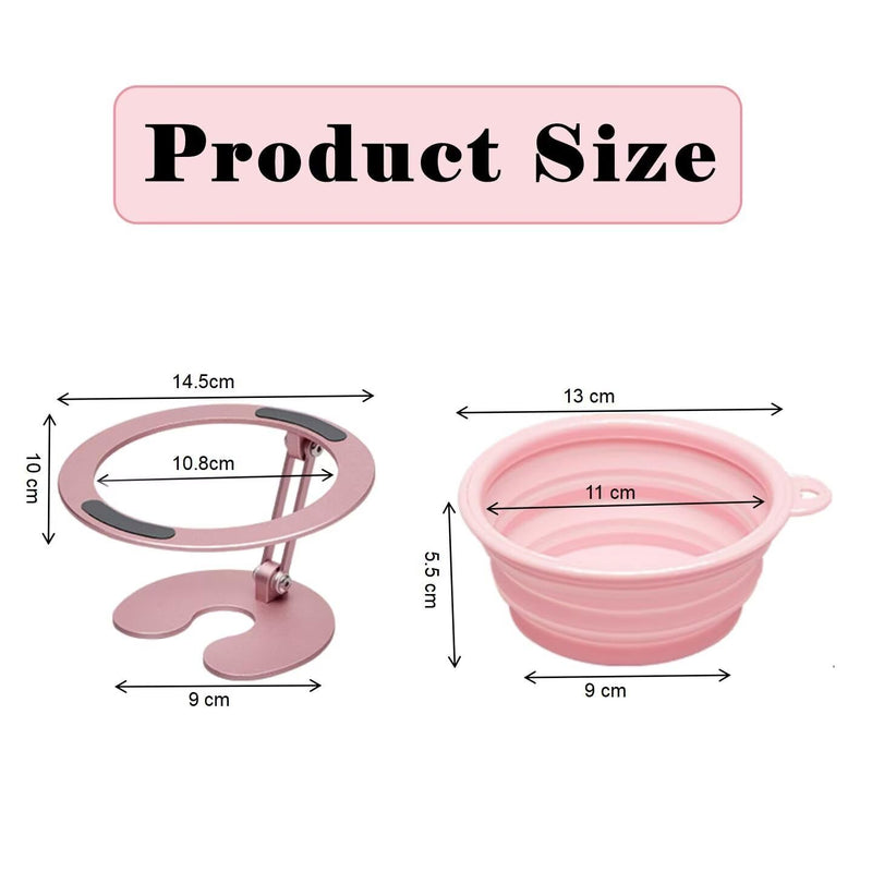 Collapsible Elevated Cat Dog Food Bowl, Portable Raised Pet Food Water Dish, Adjustable Tilted Food Feeder for Indoor Outdoor Cats Dogs, Whisker Friendly Cat Feeding Watering Dish for Travelling pink