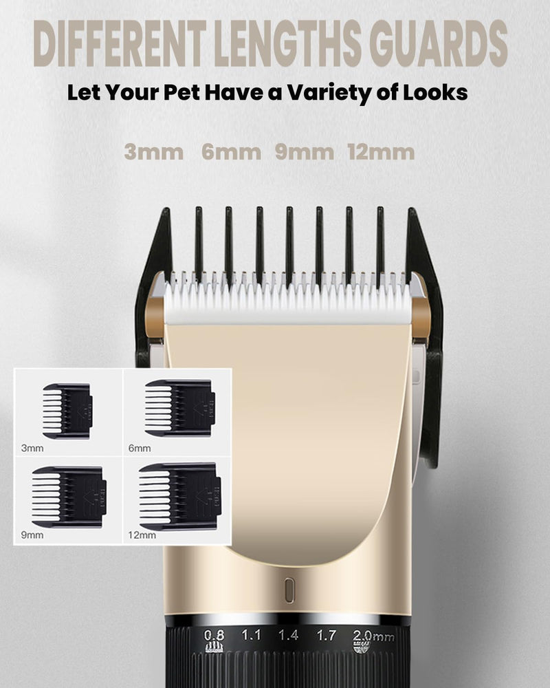 Dog Grooming Kit, Low Noise Professional Dog Grooming Clippers, Dog Hair Trimmer, Rechargeable Cordless Pet Hair Clippers Tools for Dogs Cats Pets - PawsPlanet Australia