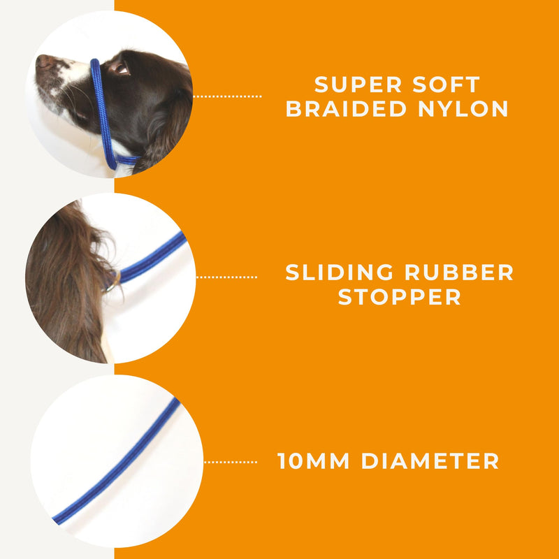 Dog & Field Figure of 8 Dog Leash - Blue. Nylon Rope Leash for Small, Medium & Large Dogs - One Size Fits All, No Collar Or Harness Needed. No Pull Dog Leash, Halter Lead for Dogs, 6.6 FT x 3/8" - PawsPlanet Australia