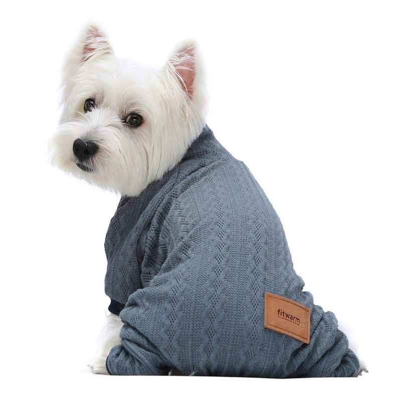 Fitwarm Turtleneck Knitted Dog Sweaters Winter Outfits Pet Coats Cat Clothes Blue Medium - PawsPlanet Australia