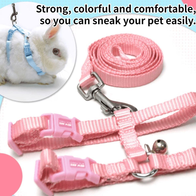 Rabbit Bunny Harness with Leash Adjustable Soft Nylon Harness Rabbit Vest Harness Lead Leash Pink Blue Lead Leash All Season for Small Animals (Blue,S) S - PawsPlanet Australia