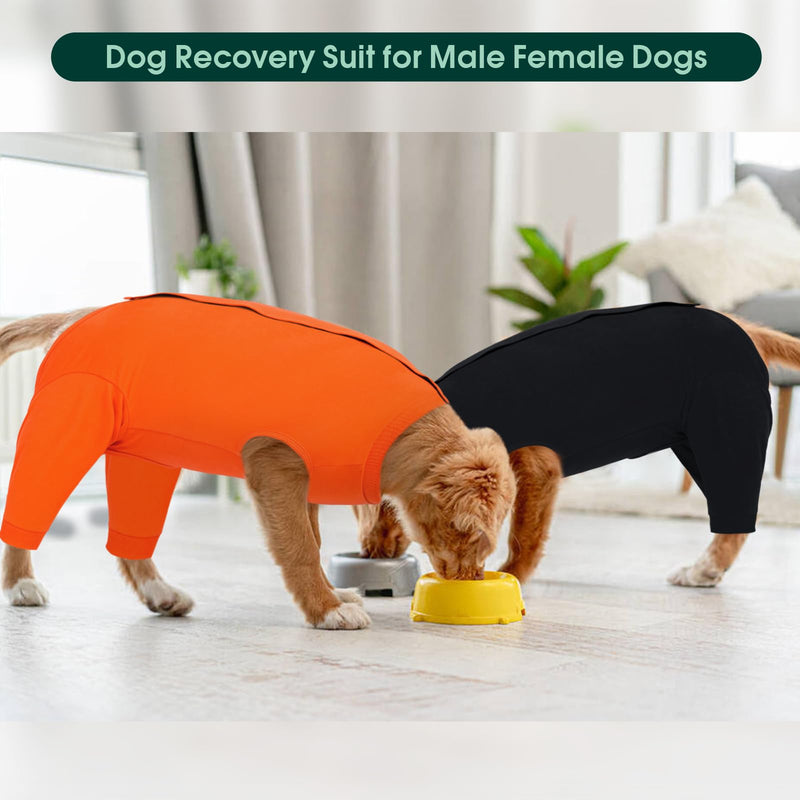 Kuoser Dog Surgery Suit Female Spay Male Neuter, Dog Leg Sleeve to Stop Licking Soft Dog Onesie for Abdominal Wound, Dog Recovery Suit Rear Leg Sleeves Pet Elbow Brace Protector, Black M Medium (Back Length: 34CM / 13.38") - PawsPlanet Australia