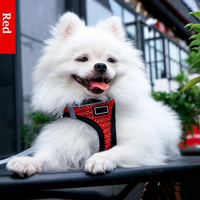Dog Harness and Leash Set for Walking, Breathable Lightweight Soft Mesh Step-in Puppy Cat Dog Vest Harnesses, Reflective & Adjustable Harness Escape Proof for Small Medium Dogs Cats L (Chest 16.9"-19.3", Weight 11-15.4 lb) Red+Flat Leash - PawsPlanet Australia