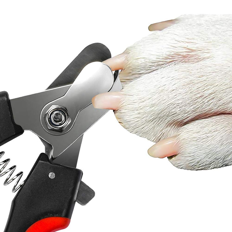 Dog Nails Clippers Trimmer with Safety Guard to Avoid Over-Cutting, Razor Sharp Blades with Bonus Dog Nail File, Cat Claw Clippers with Sturdy Non Slip Handles for Pets Dog Cat（Red & Black） Red & Black - PawsPlanet Australia