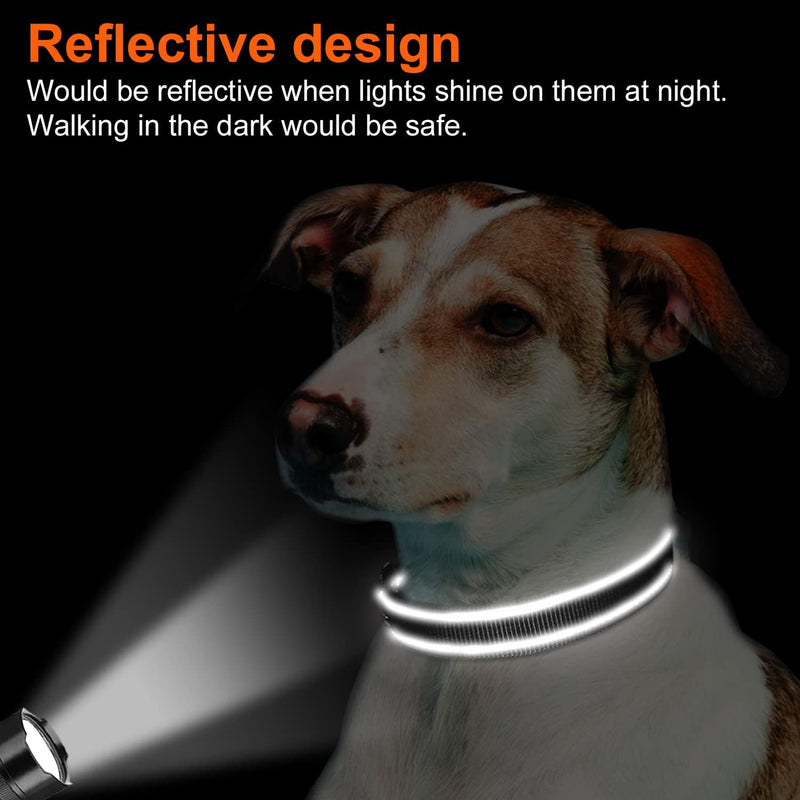 Joytale Reflective Dog Collar, Soft Neoprene Padded, Metal D-Ring, Nylon Pet Collar Adjustable for Large Dogs, Black, L Large (Pack of 1)