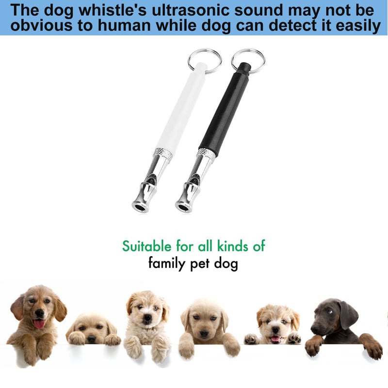 Dog Whistle 2 Pack, Black Dog Whistle to Stop Barking for Dogs, Professional Recall Dog Training Whistles, Adjustable Ultrasonic Silent Dog Whistle to Stop Barking Control Devices, with Lanyard