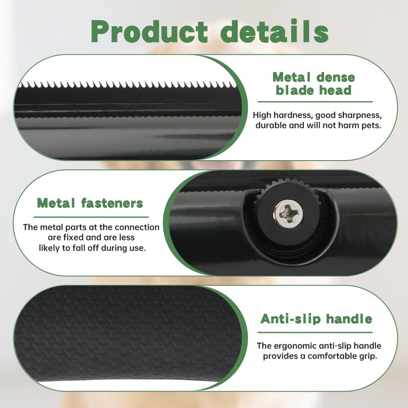 Deshedding Dog Brush Pets Shedding & Grooming Tools with 1 Steel Comb Pet Hair Removal Tool for Cats, Dogs, Horses(Color:Black) black - PawsPlanet Australia