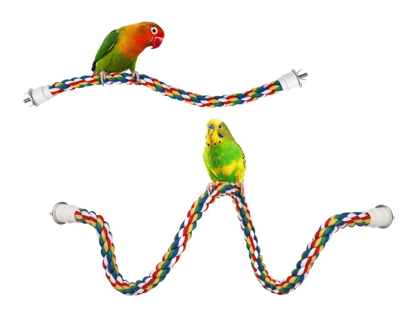 DS. DISTINCTIVE STYLE Bird Rope Perches Set of 2 Pieces (33 in+16 in), Colorful Cotton Rope for Birds, Bungee Style Perch Ideal for Parrots, Cockatiels, Lovebirds, and Budgies - PawsPlanet Australia