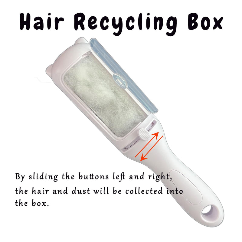 Cat Brush Pet Dry Cleaning Brush Cat Self Sticky Brush for Shedding and Grooming Long Short Hair Removal Comb with Recycling Box for Kitten Dog Rabbit Massage Roller Removes Loose Fur (White) White - PawsPlanet Australia