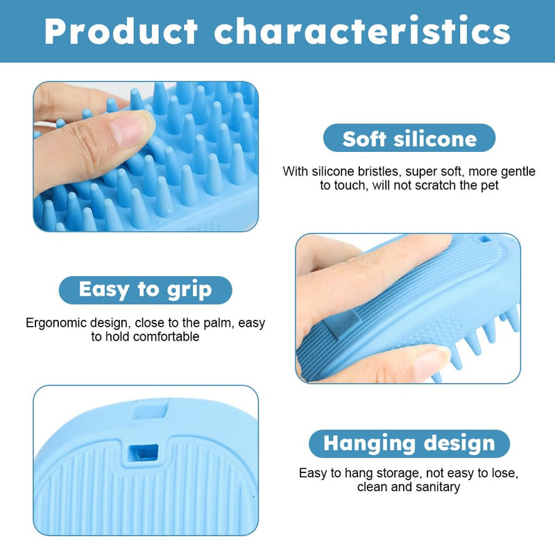 Dog Bath Brush, Pet Silicone Shampoo Brush, Rubber Shower Wash Curry Brush, Soft Shedding Bathing Brush Removes Loose & Shed Fur, for Short Long Haired Dogs Cats Massage Comb - PawsPlanet Australia