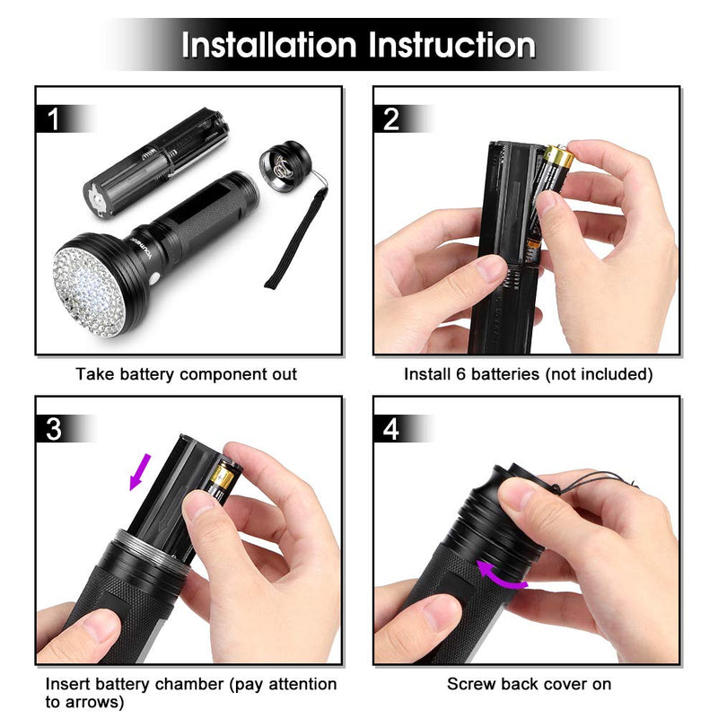 Oumefar 2 in 1 Powerful Flashlight Flashlight Torch Hand-held Detector with Sunglasses Goggles Detector Tool for Pets Urine