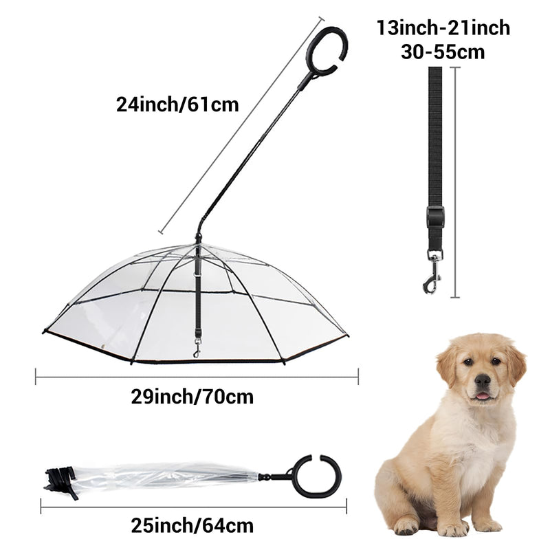 Namsan Clear Dog Umbrella for Small Dogs, Dog Umbrella Leash Keeps Dogs Dry in Rain Walking, Small Dog Rain Umbrella with Adjustable Leash, Self-Assembly