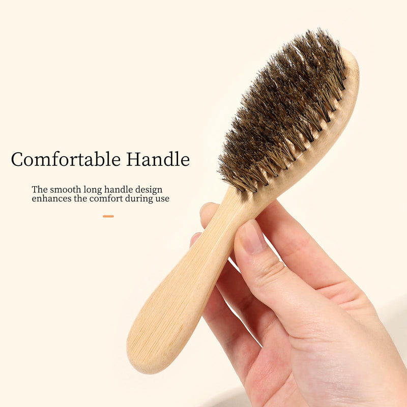Soft Boar Bristle Dog Brush for Short Haired, Gentle Deshedding & Grooming Tool, Ideal Pet Hair Brush, Puppy Essentials for Grooming and Shedding, Small - PawsPlanet Australia