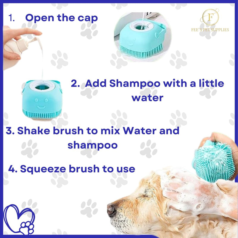Grooming set for Dogs Easy-Clean Pet Hair Remover Brush, Microfibre Towel, Silicone dog Shampoo Brush, Finger Toothbrush+Bonus Vintage Paw Charm | Perfect Dog Gift Set (Grey) Grey - PawsPlanet Australia