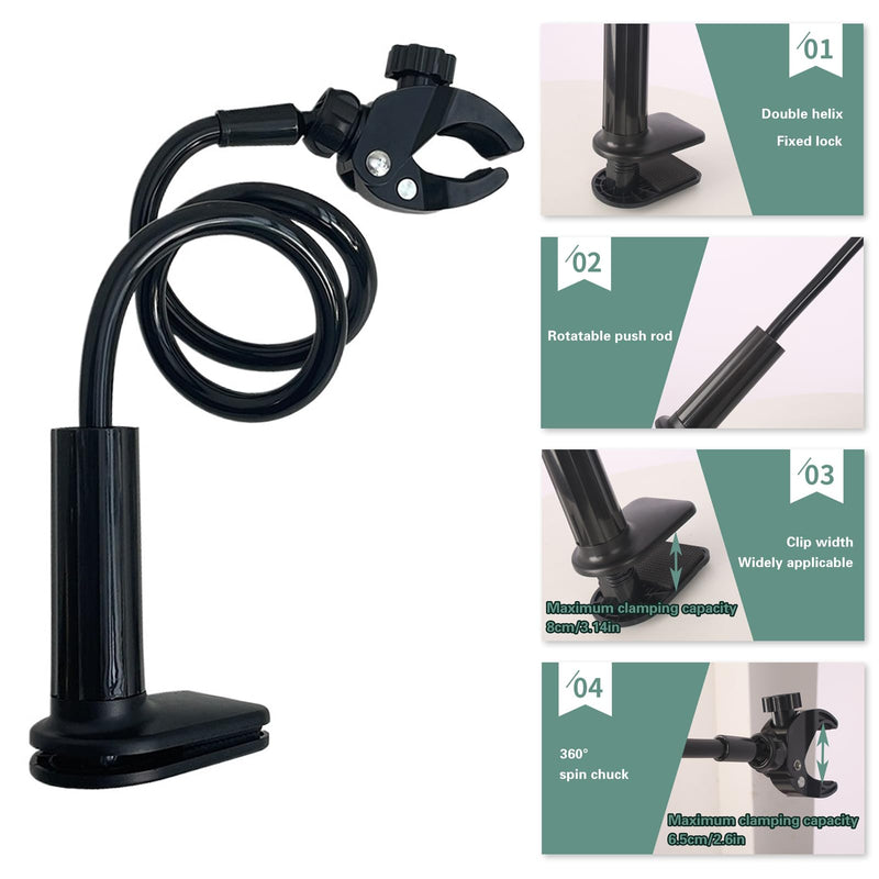 Dog Hair Dryer Holder, Black Alloy Adjustable Lazy Hair Dryer Hands Free Stand with 360° Rotatable Clamp for Pet Dog Cat Grooming - PawsPlanet Australia
