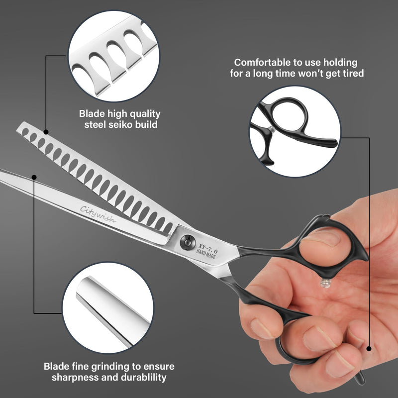 Dog Grooming Scissors,Curved Thinning Scissers and Chunker Shears for Dog Grooming with Safety Round Tips, Sharp and Comfortable 5 in 1 Deg Scissors for Grooming - PawsPlanet Australia