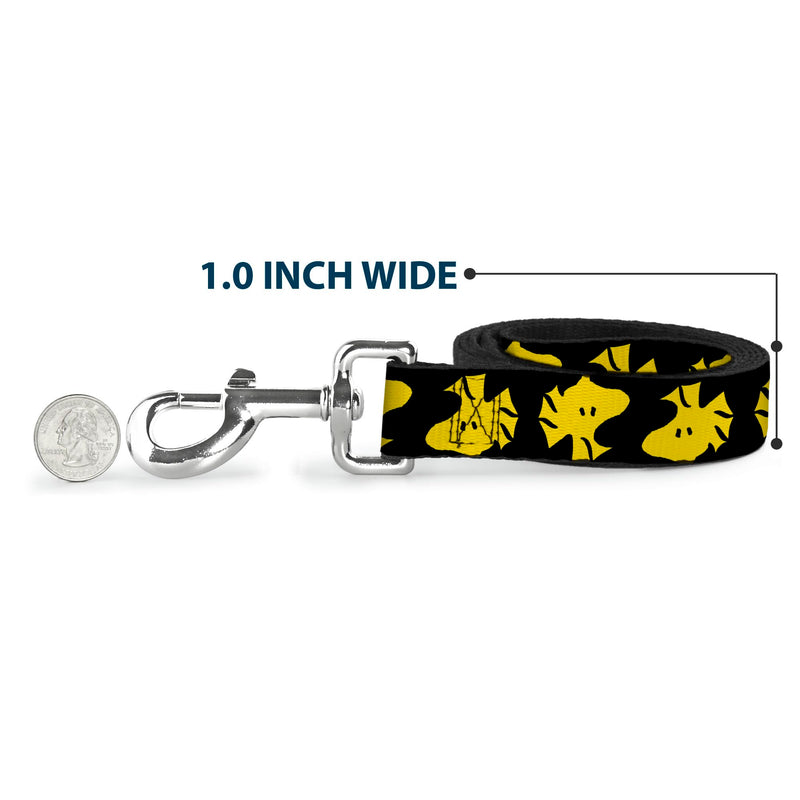 Peanuts Worldwide LLC Pet Leash, Dog Leash, Peanuts Woodstock Face Flip Black Yellow, 6 Feet Long 1.5 Inch Wide 6 Feet Long - 1.5" Wide - PawsPlanet Australia
