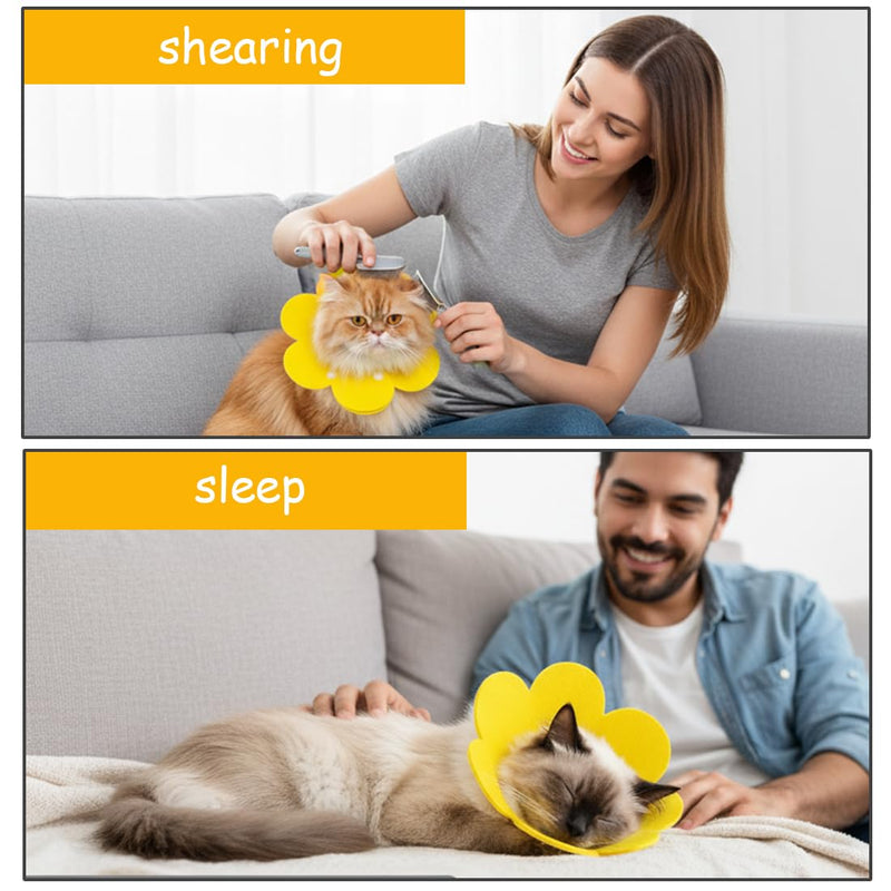 Soft Felt Protective Collar for Cats and Small Dogs, Adjustable Collar for Dogs and Cats After Surgery for Wound Healing and Leak Protection (M)