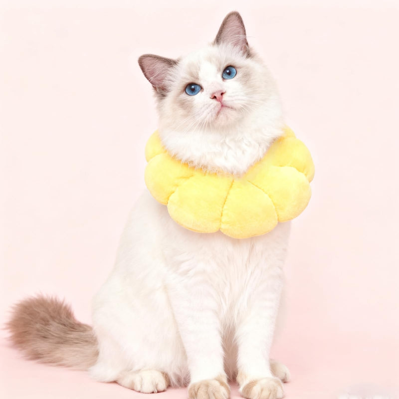 Pieces Cat Collar, Anti Licking Adjustable Cat Collar Cotton Suede Breathable Soft and Comfortable Protective Collar for Cats Sunflowers Soft Neck for Small