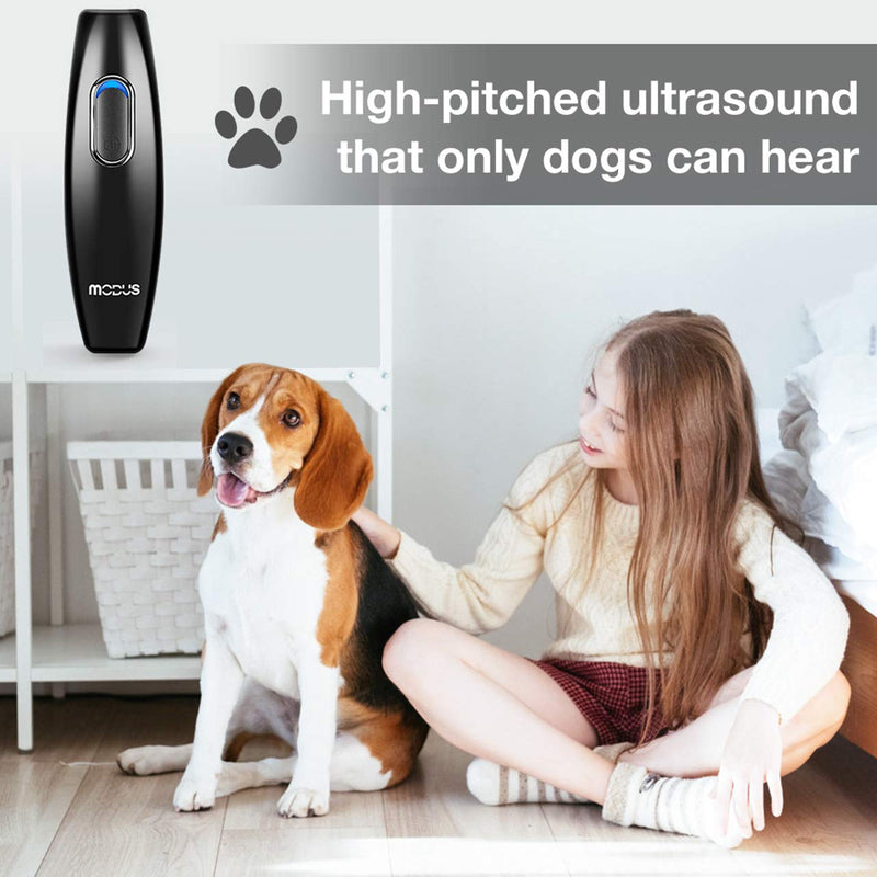 MODUS Bark Control Device - Anti Barking Device, 2-in-1 Dog Training Tool, 16.4 Ft Large Control Range, Safe to Use, Dog Silencer Dogs, Ultrasonic Dog Whistle Indoor&Outdoor Black