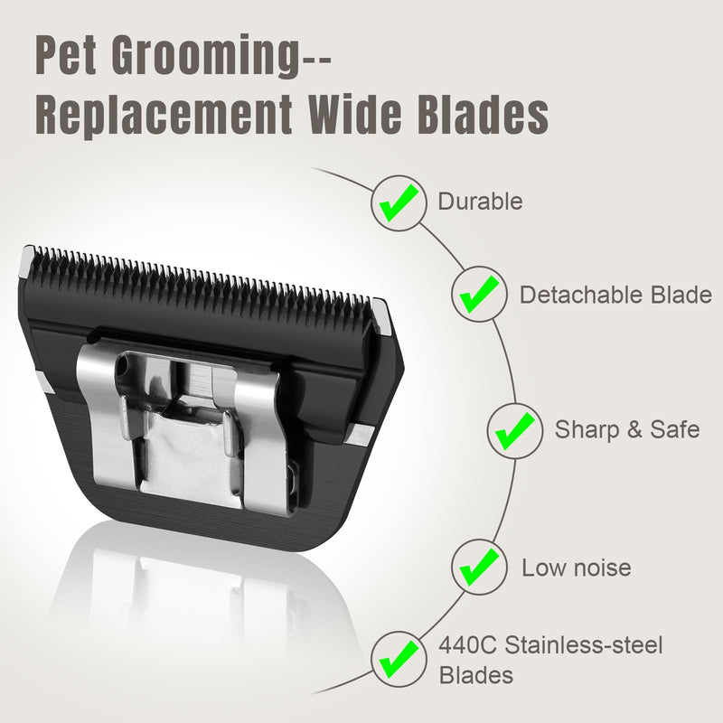 15 Wide Blades for Dog Grooming,Compatible with Andis,Oster A5,Wahl km10 Clippers,Cutting Length 3/64",Black 15w-1pcs