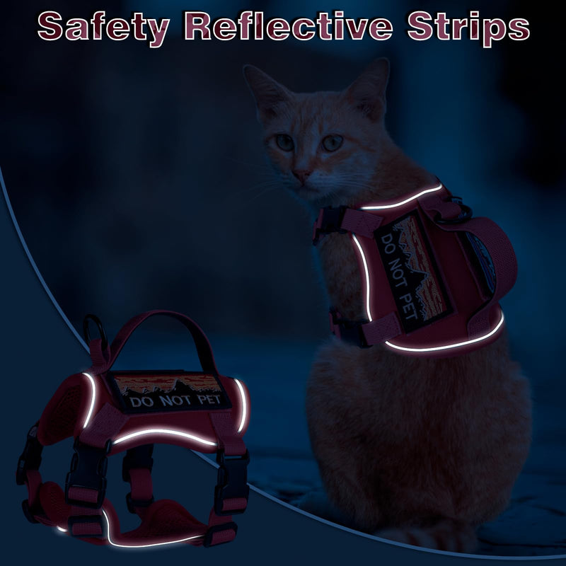 Tactical Cat Harness for Walking, Adjustable Escape Proof Pet Vest for Large Cat,Easy Control Breathable Cat Vest with Handle?Molle Patches (Pink, L) Pink - PawsPlanet Australia