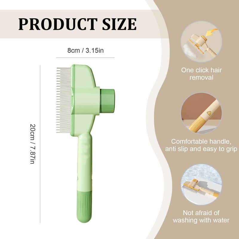 2-Pack Pet Hair Removal Comb & Flea Comb with Release Button for Cats & Dogs - Grooming Brush for Short/Long Hair Green & Yellow - PawsPlanet Australia